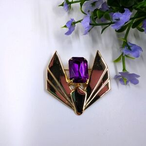 Gorgeous Purple Crystal Art Deco Style Vintage Brooch